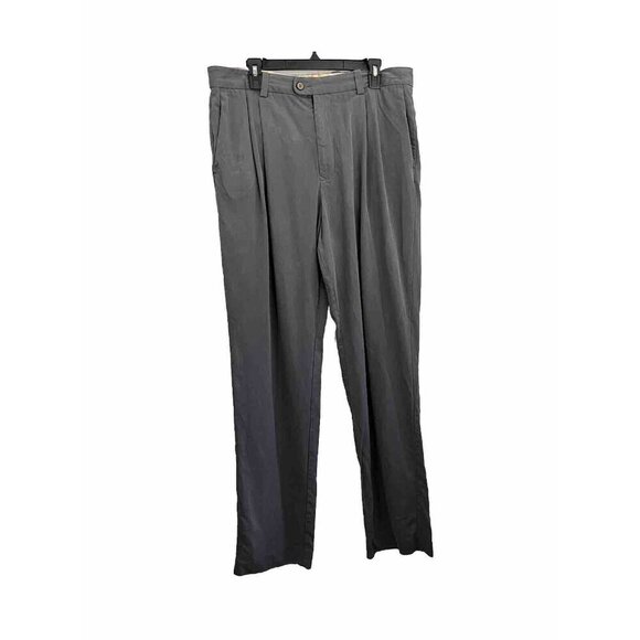 Tommy Bahama Pleated  Fog Gray Pants Silk  Cotton Blend Size 36/38 - Picture 1 of 9